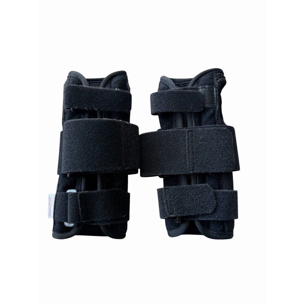 Walgreens Set of 2 Wrist Supports One Size Adult Black w/ Removable Splints